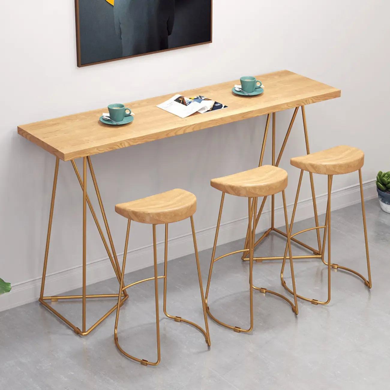 Tables de bar fixes en bois finition naturelle glamour