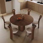 Table de salle à manger ronde moderne en noyer massif