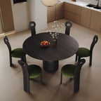 Table de salle à manger ronde moderne en noyer massif
