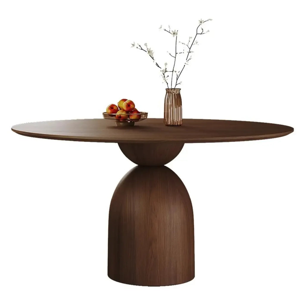 Table de salle à manger ronde moderne en noyer massif