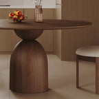 Table de salle à manger ronde moderne en noyer massif