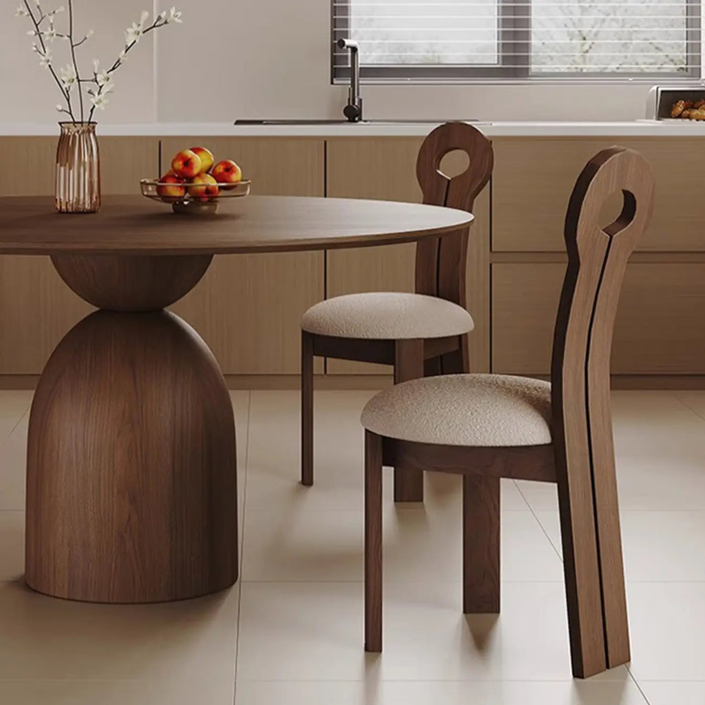 Table de salle à manger ronde moderne en noyer massif