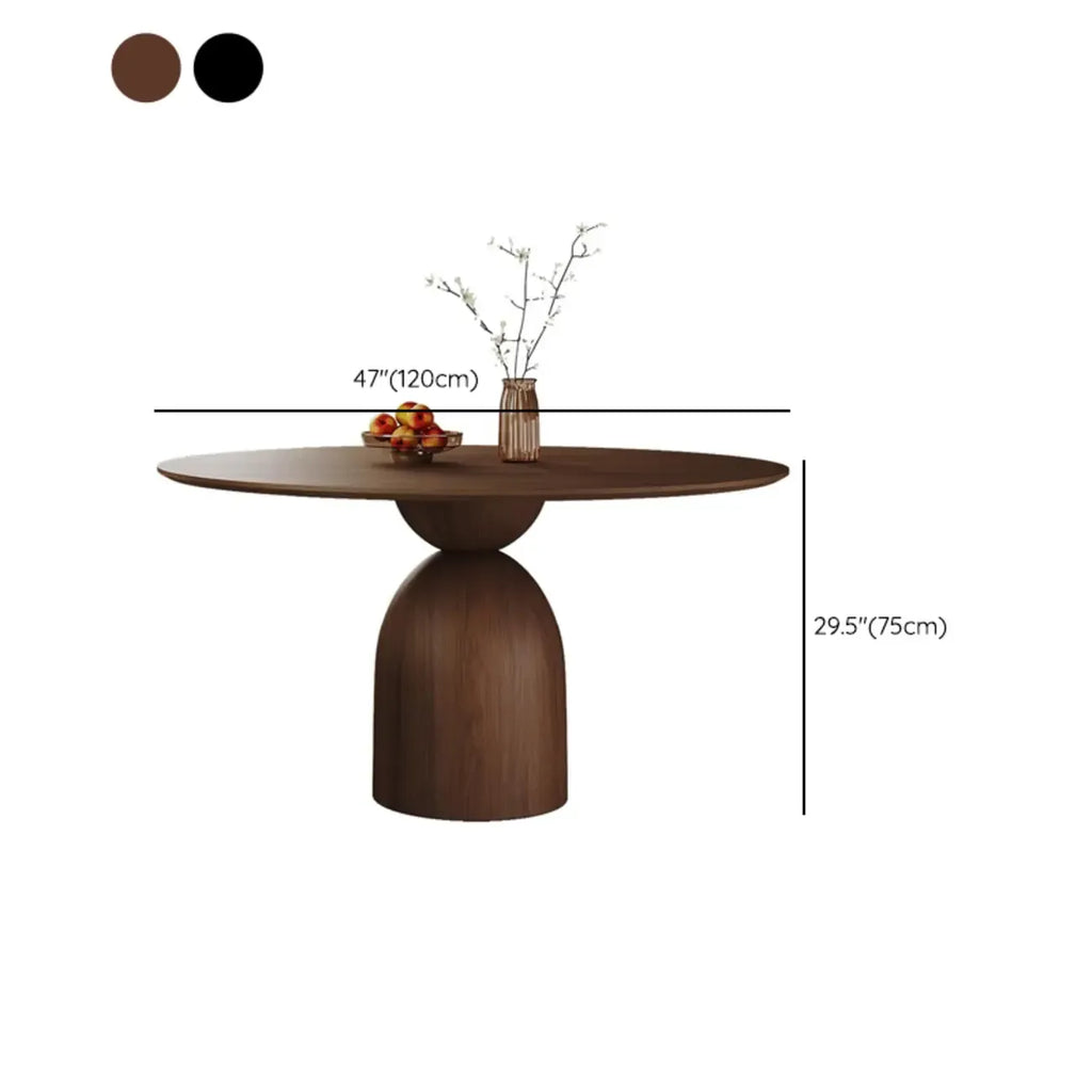 Table de salle à manger ronde moderne en noyer massif