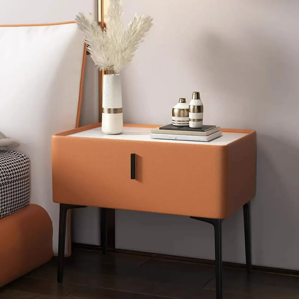 Table de chevet moderne à un tiroir avec comptoir en faux marbre