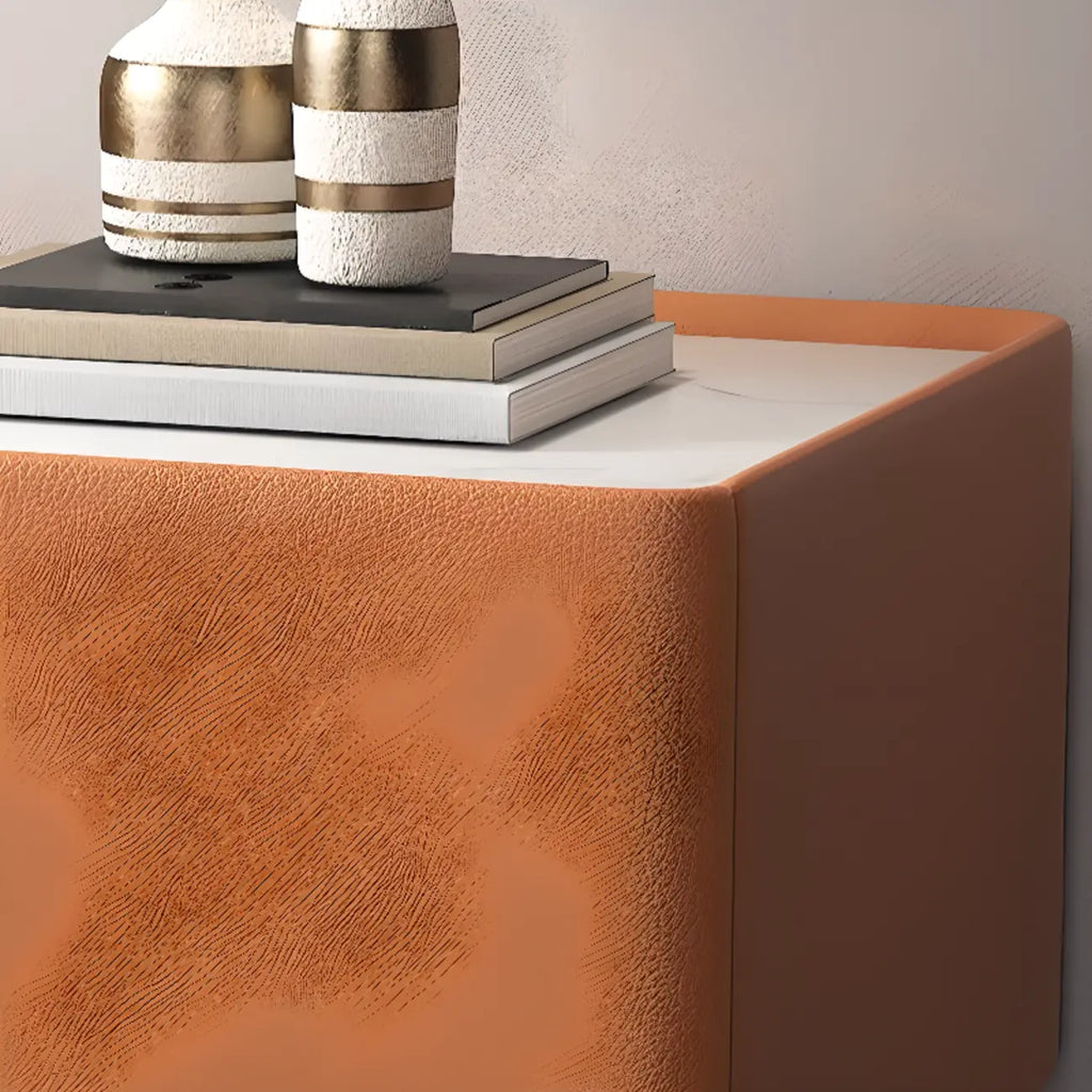 Table de chevet moderne à un tiroir avec comptoir en faux marbre
