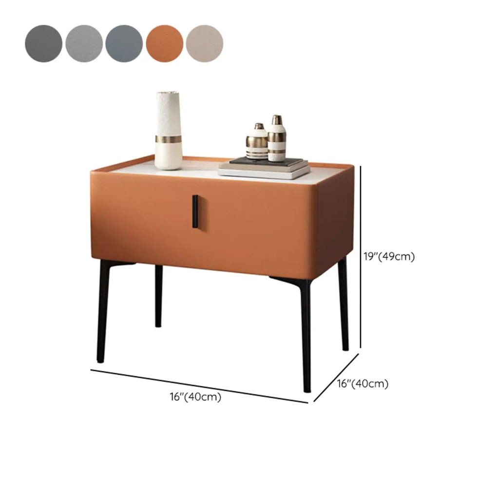 Table de chevet moderne à un tiroir avec comptoir en faux marbre