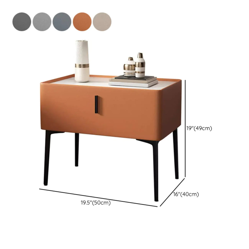 Table de chevet moderne à un tiroir avec comptoir en faux marbre