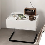 Table de chevet compacte moderne en bois noir avec tiroir