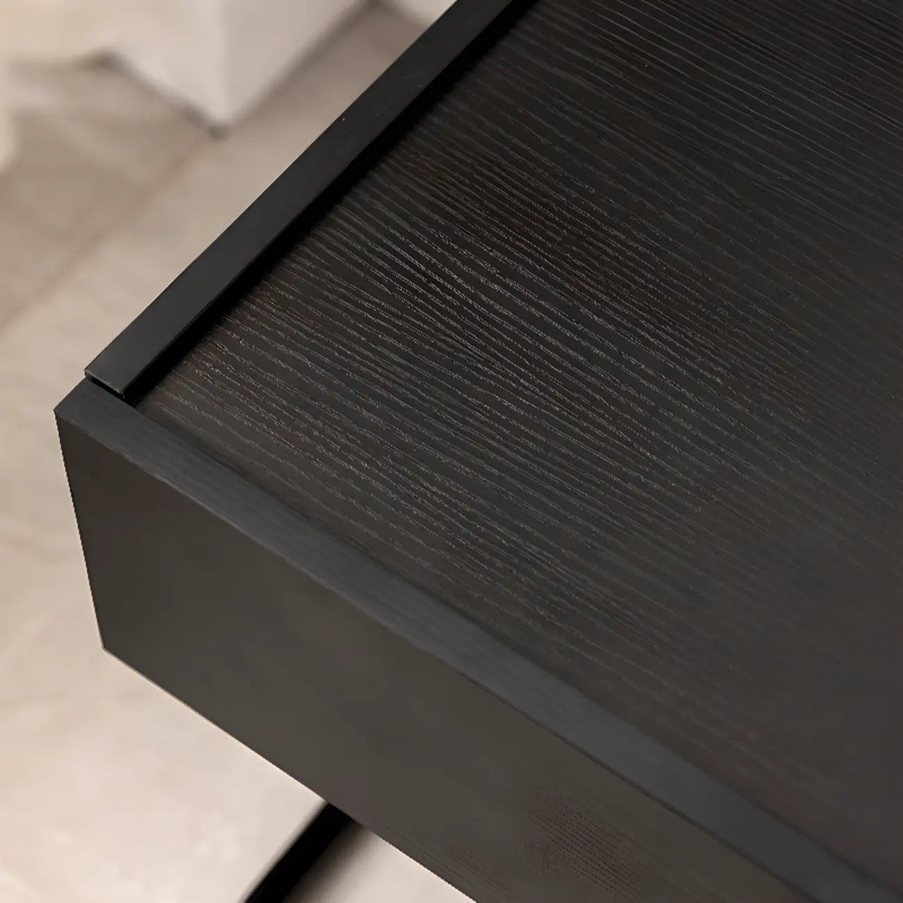 Table de chevet compacte moderne en bois noir avec tiroir