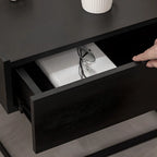 Table de chevet compacte moderne en bois noir avec tiroir