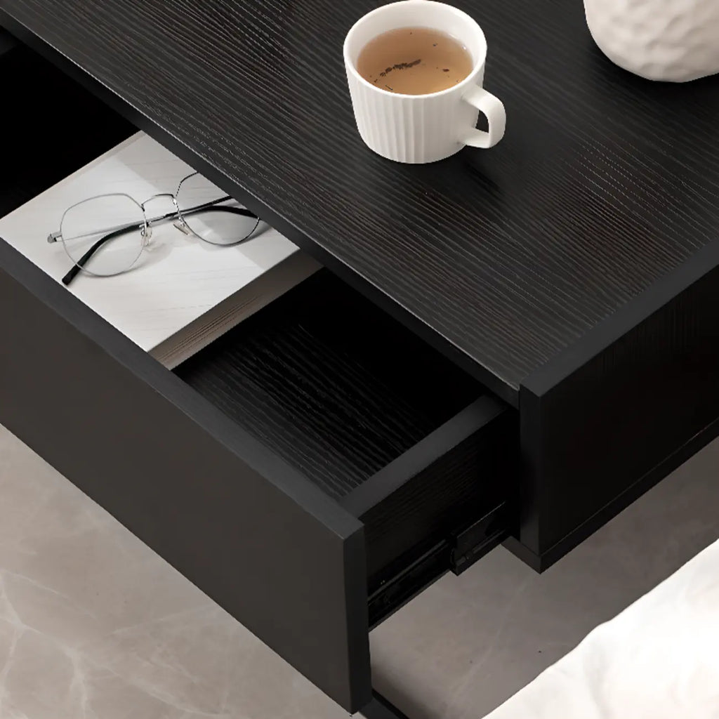 Table de chevet compacte moderne en bois noir avec tiroir