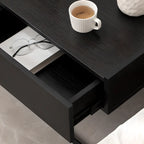 Table de chevet compacte moderne en bois noir avec tiroir