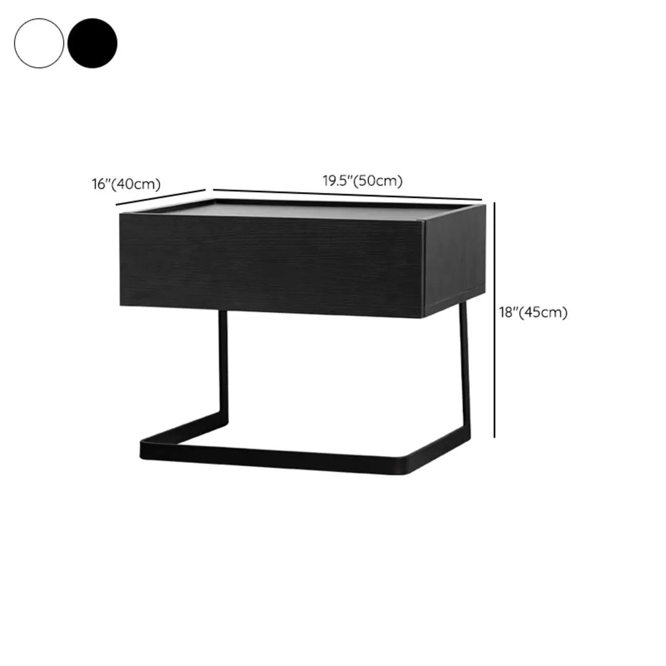 Table de chevet compacte moderne en bois noir avec tiroir