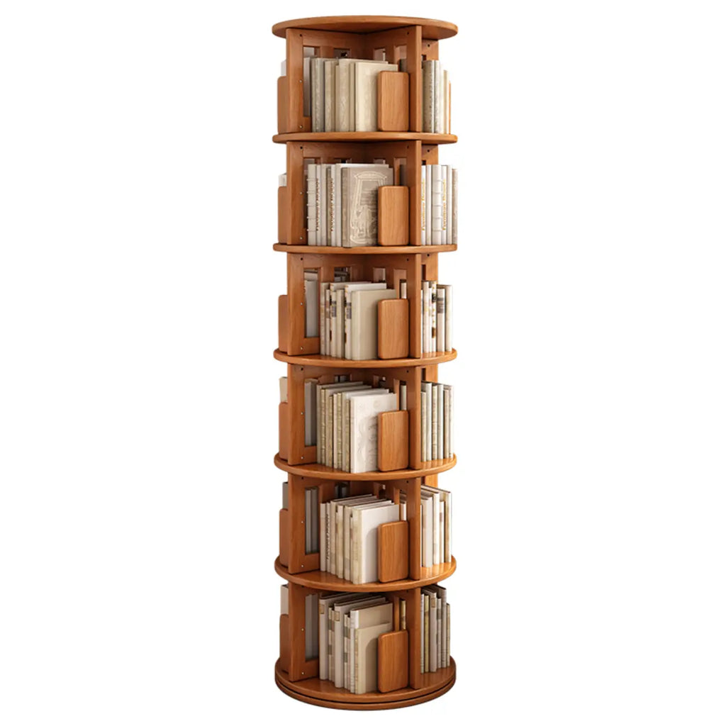 Bibliothèque verticale pivotante moyenne en bois brun noyer