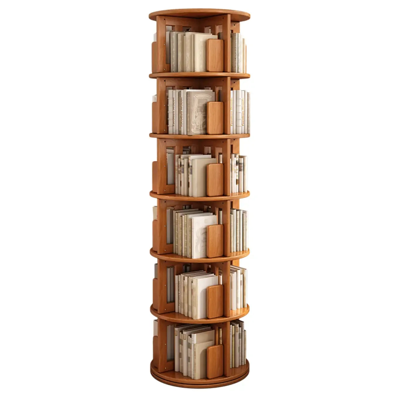 Bibliothèque verticale pivotante moyenne en bois brun noyer