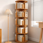 Bibliothèque verticale pivotante moyenne en bois brun noyer