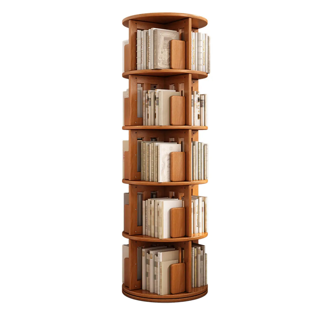 Bibliothèque verticale pivotante moyenne en bois brun noyer