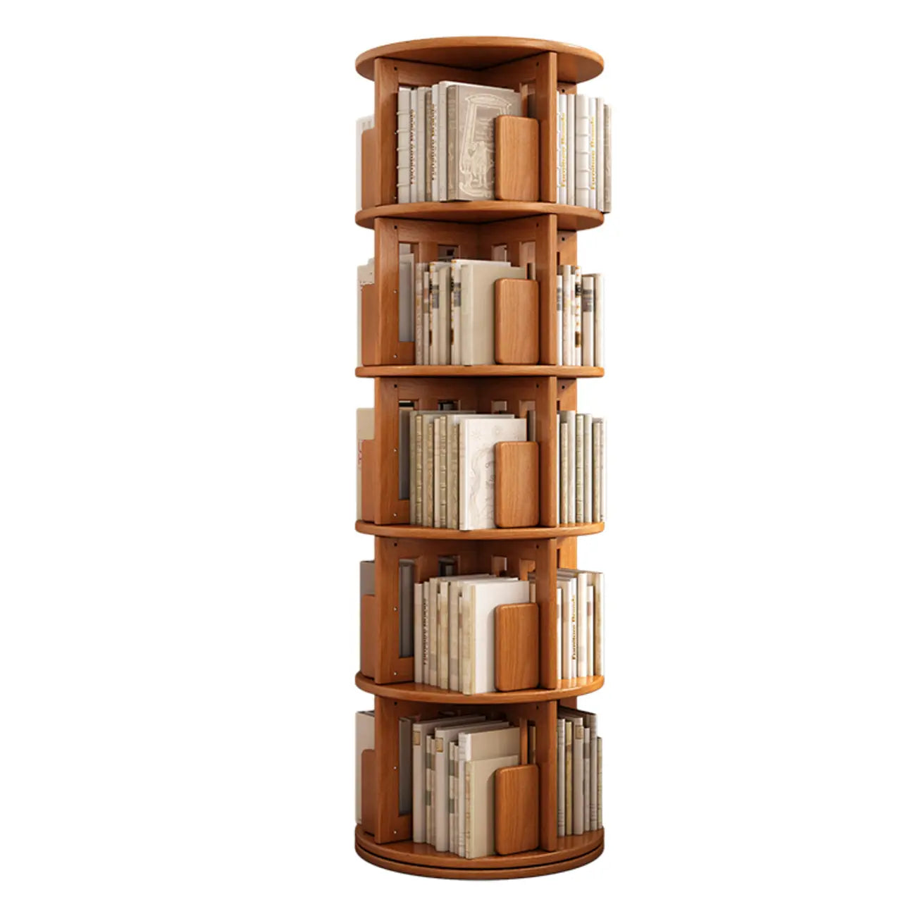 Bibliothèque verticale pivotante moyenne en bois brun noyer