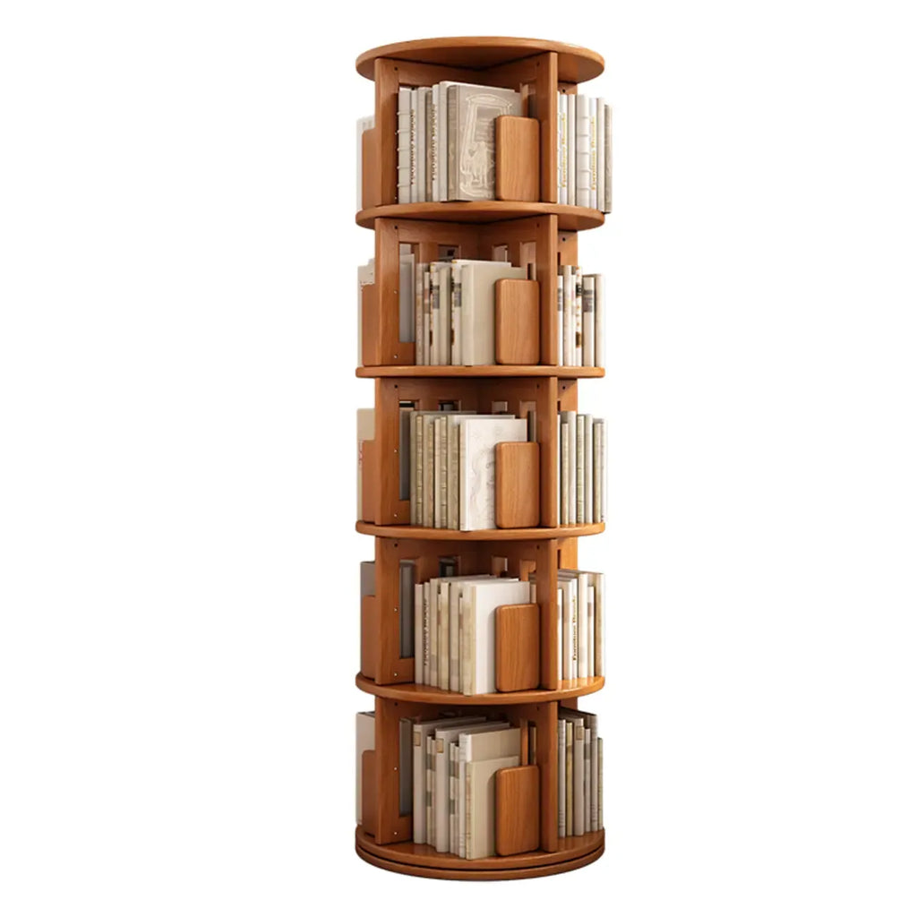 Bibliothèque verticale pivotante moyenne en bois brun noyer