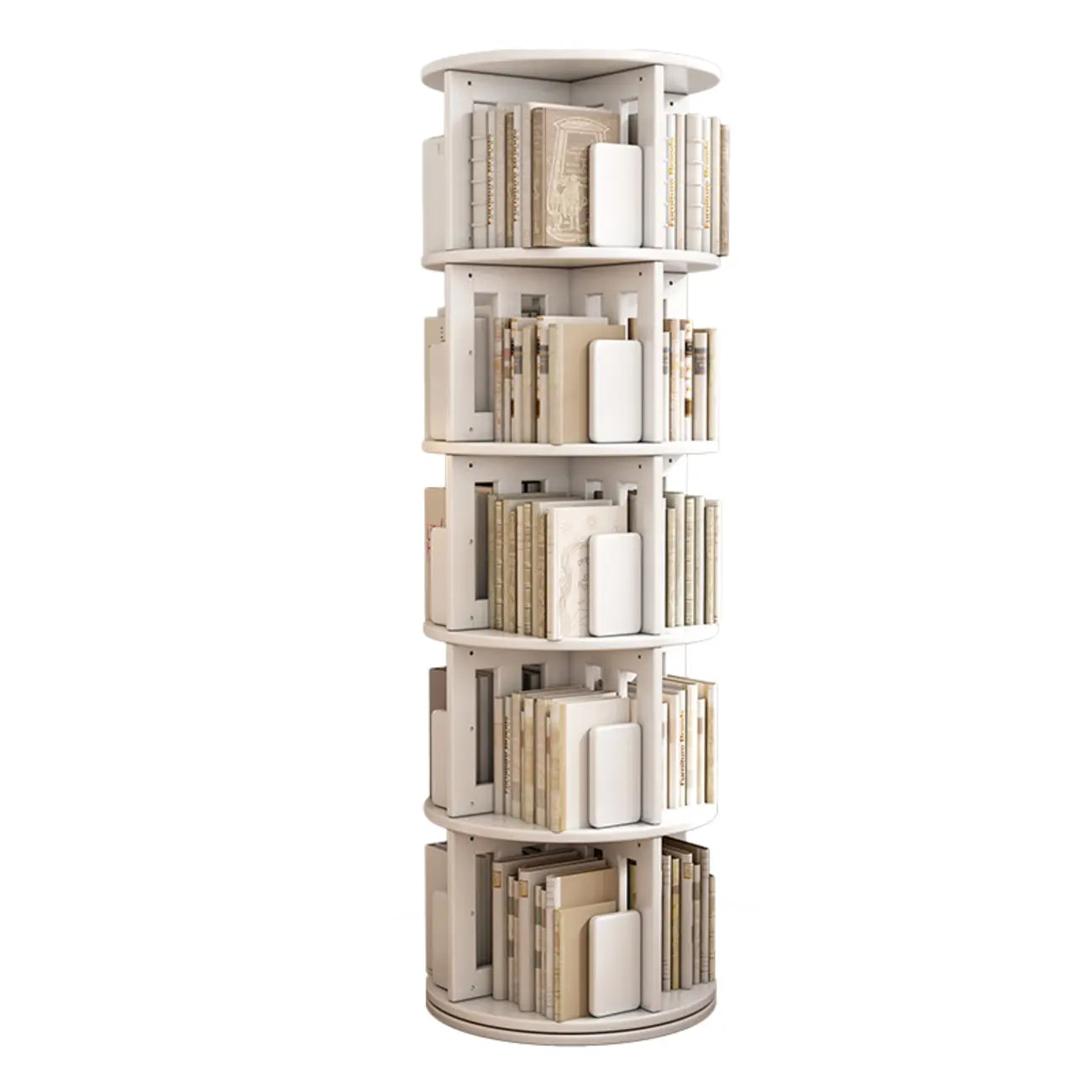 Bibliothèque verticale pivotante moyenne en bois brun noyer
