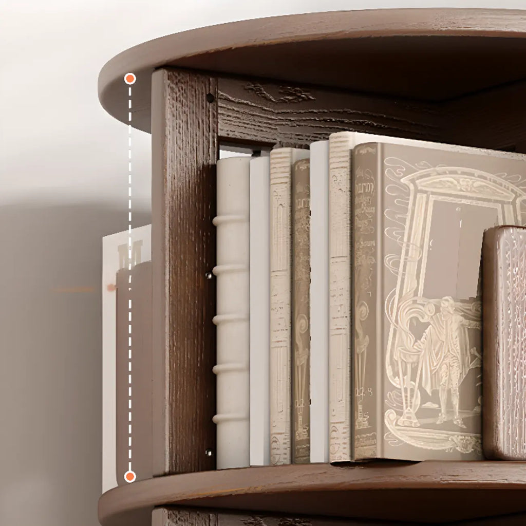 Bibliothèque verticale pivotante moyenne en bois brun noyer