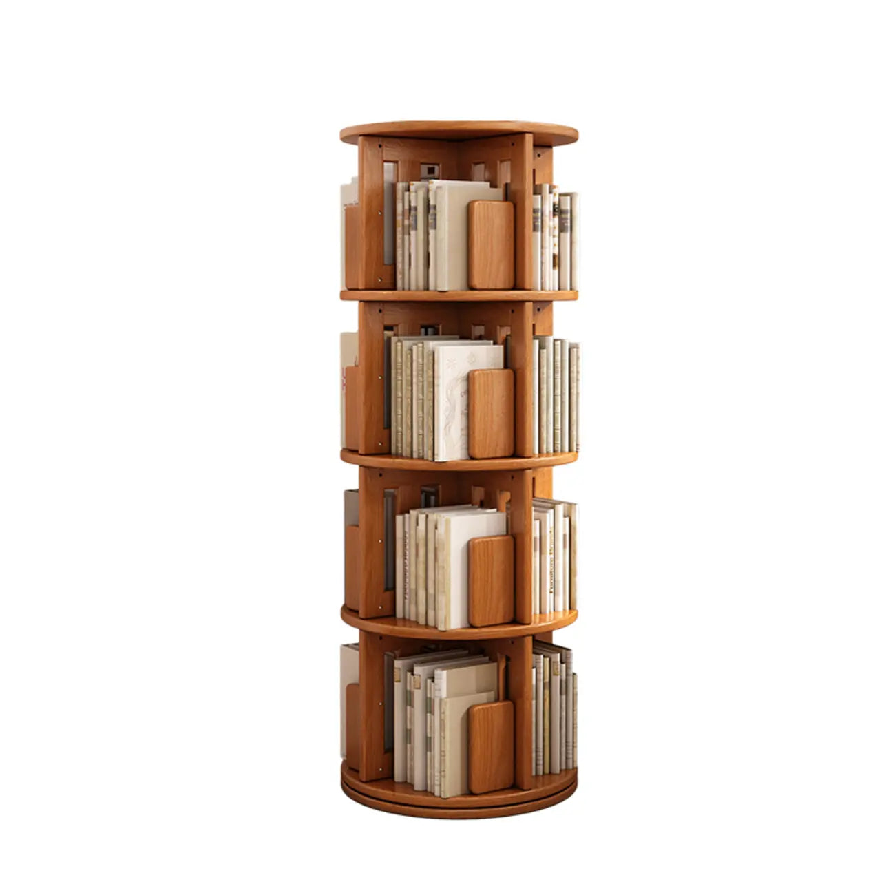 Bibliothèque verticale pivotante moyenne en bois brun noyer