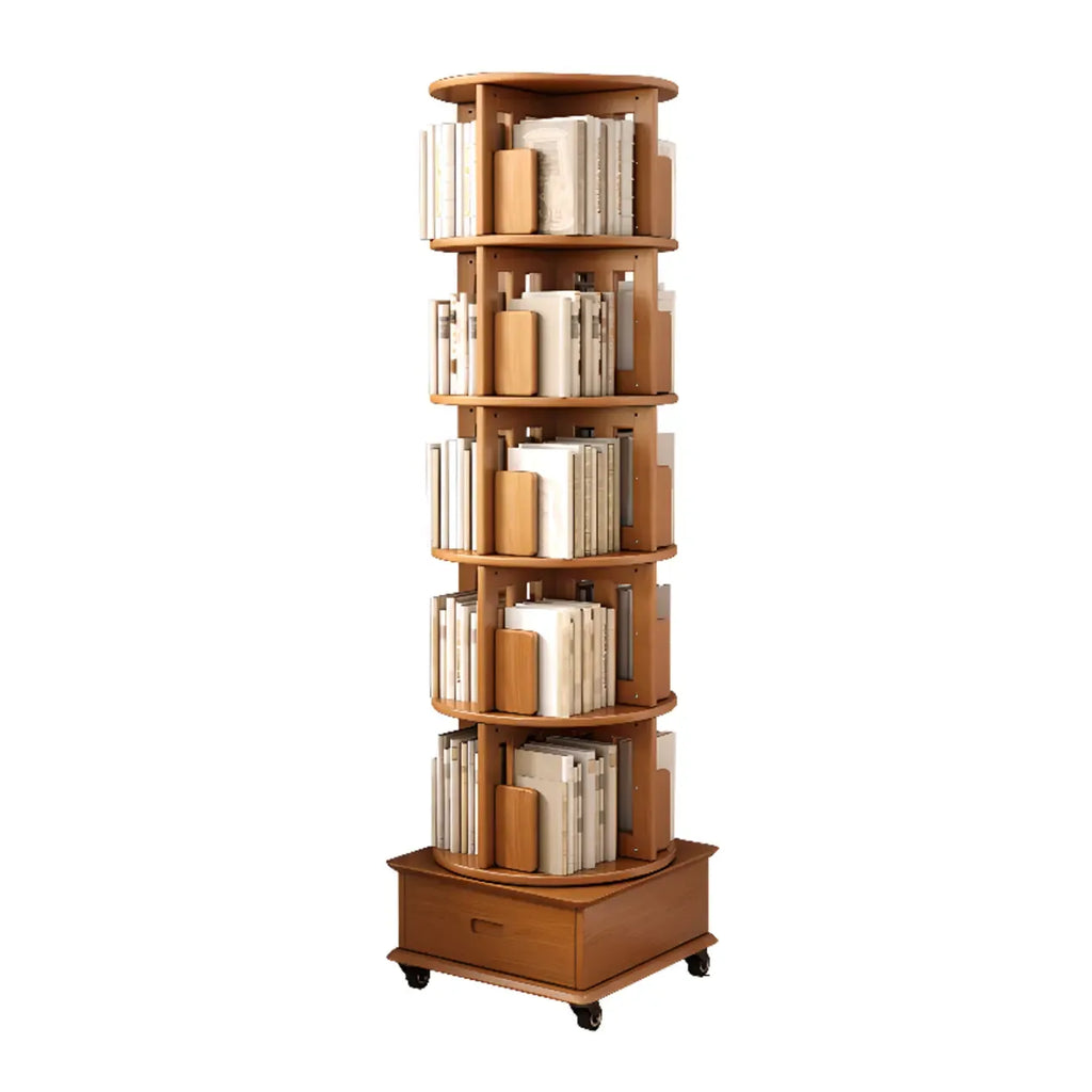 Bibliothèque verticale pivotante moyenne en bois brun noyer