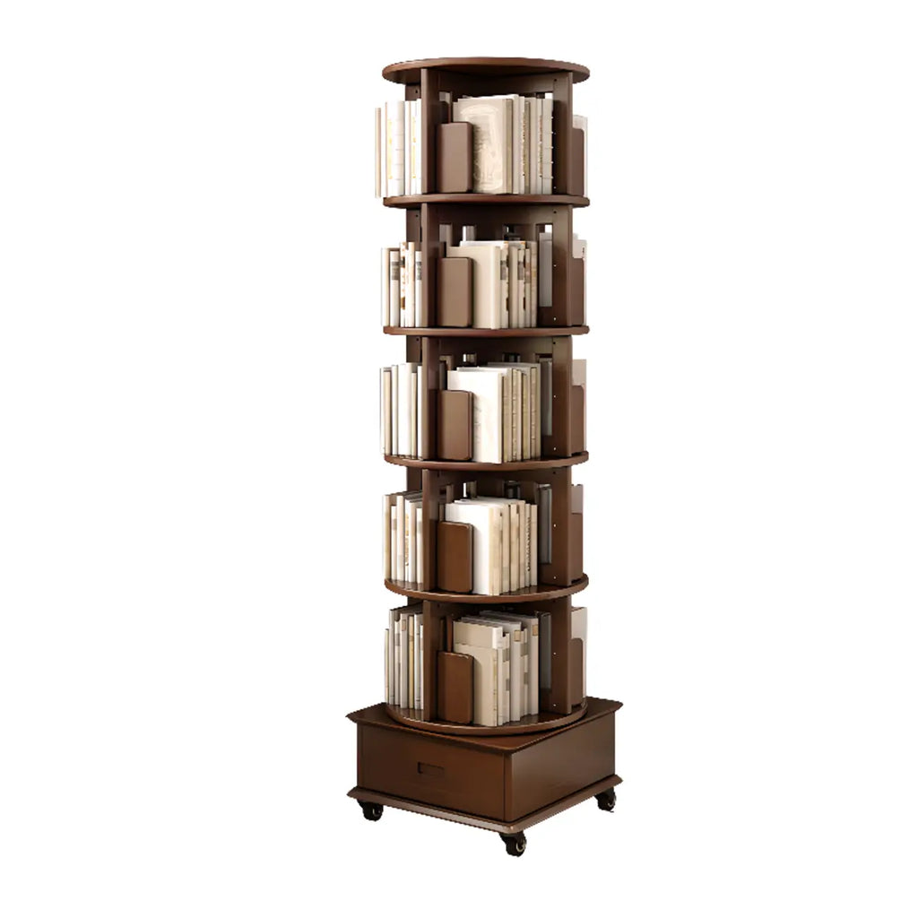 Bibliothèque verticale pivotante moyenne en bois brun noyer