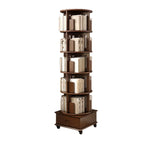 Bibliothèque verticale pivotante moyenne en bois brun noyer