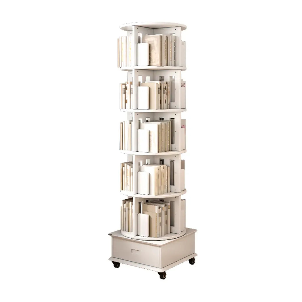 Bibliothèque verticale pivotante moyenne en bois brun noyer