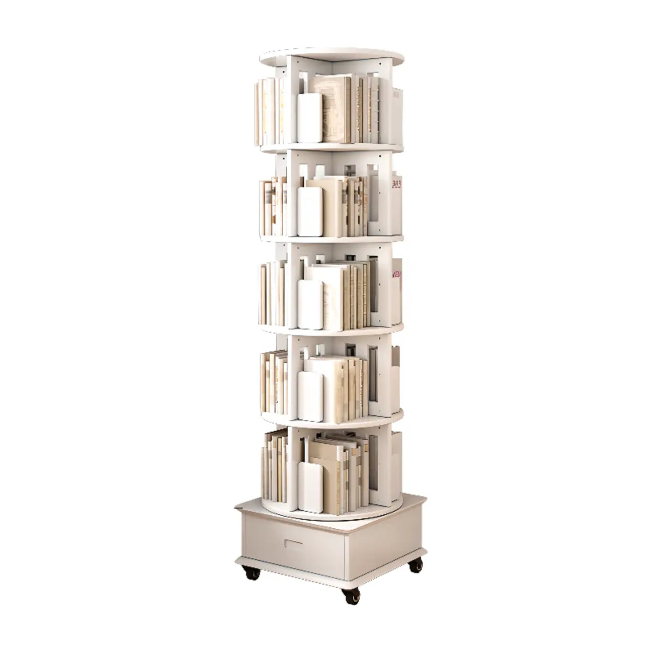 Bibliothèque verticale pivotante moyenne en bois brun noyer