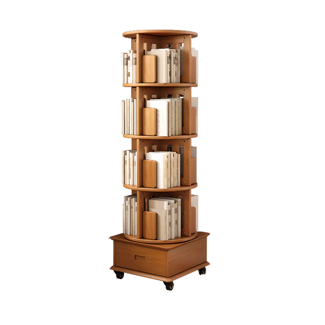 Bibliothèque verticale pivotante moyenne en bois brun noyer