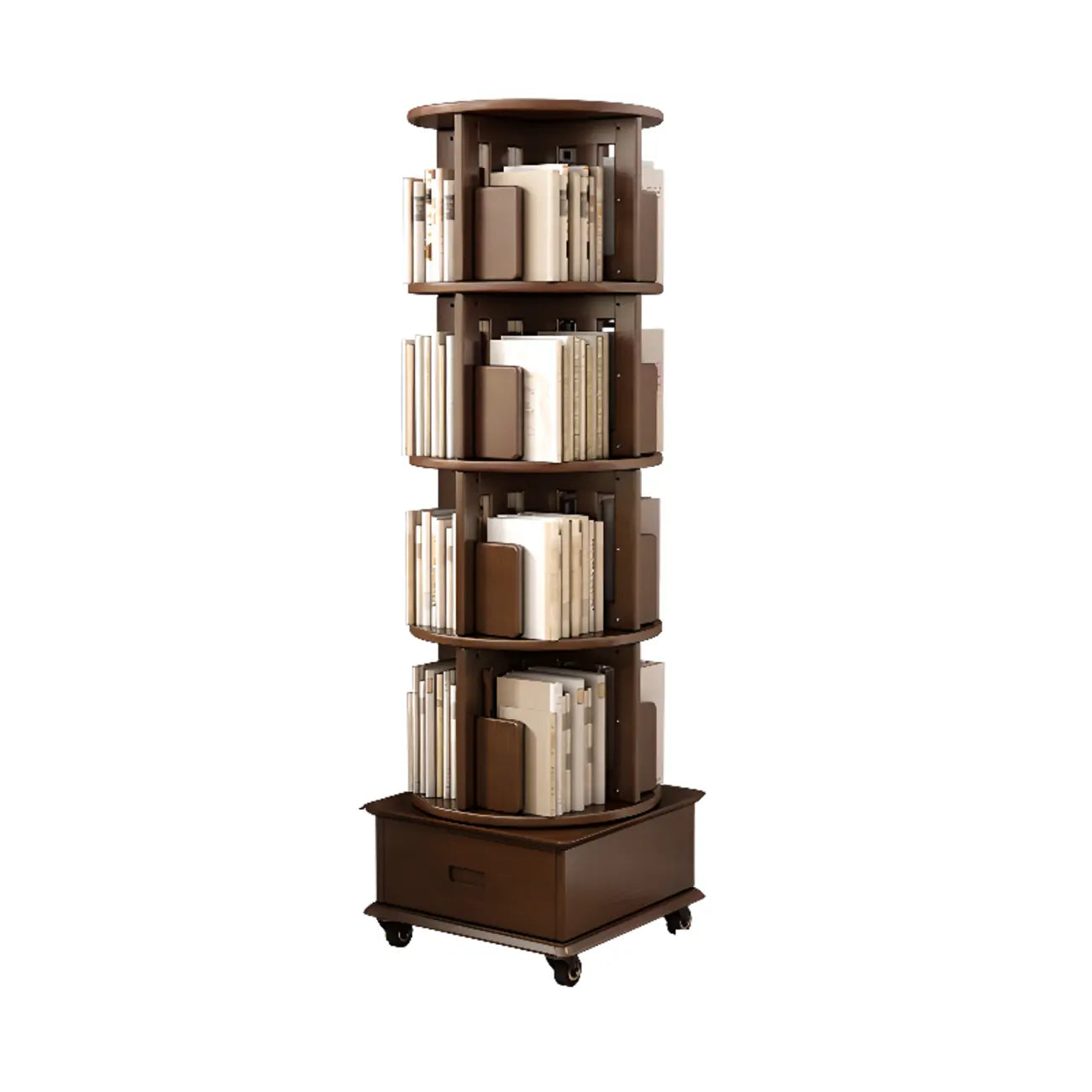 Bibliothèque verticale pivotante moyenne en bois brun noyer
