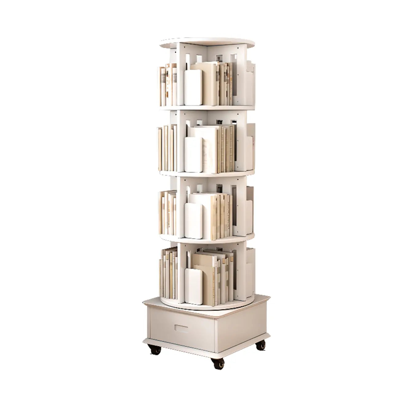 Bibliothèque verticale pivotante moyenne en bois brun noyer