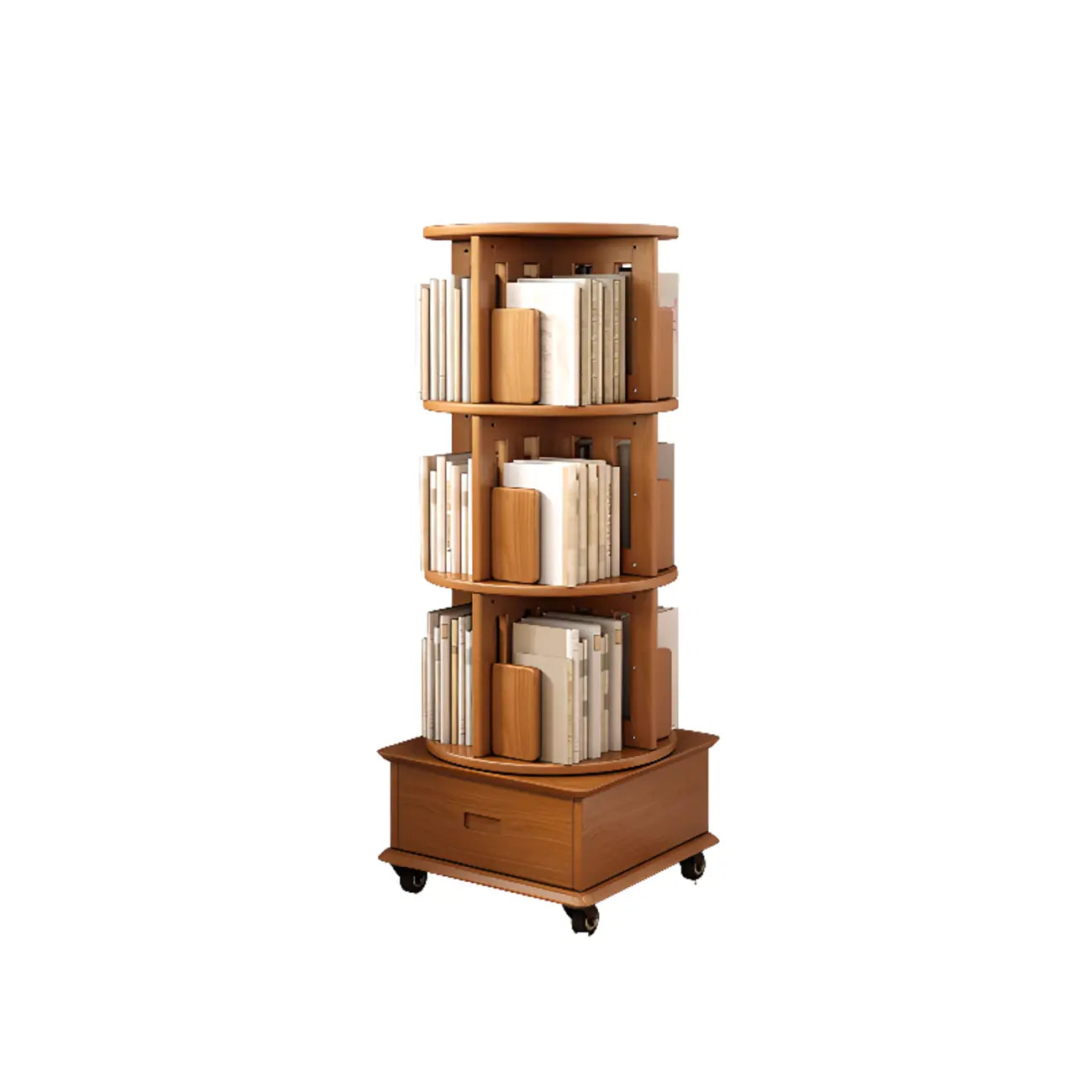Bibliothèque verticale pivotante moyenne en bois brun noyer