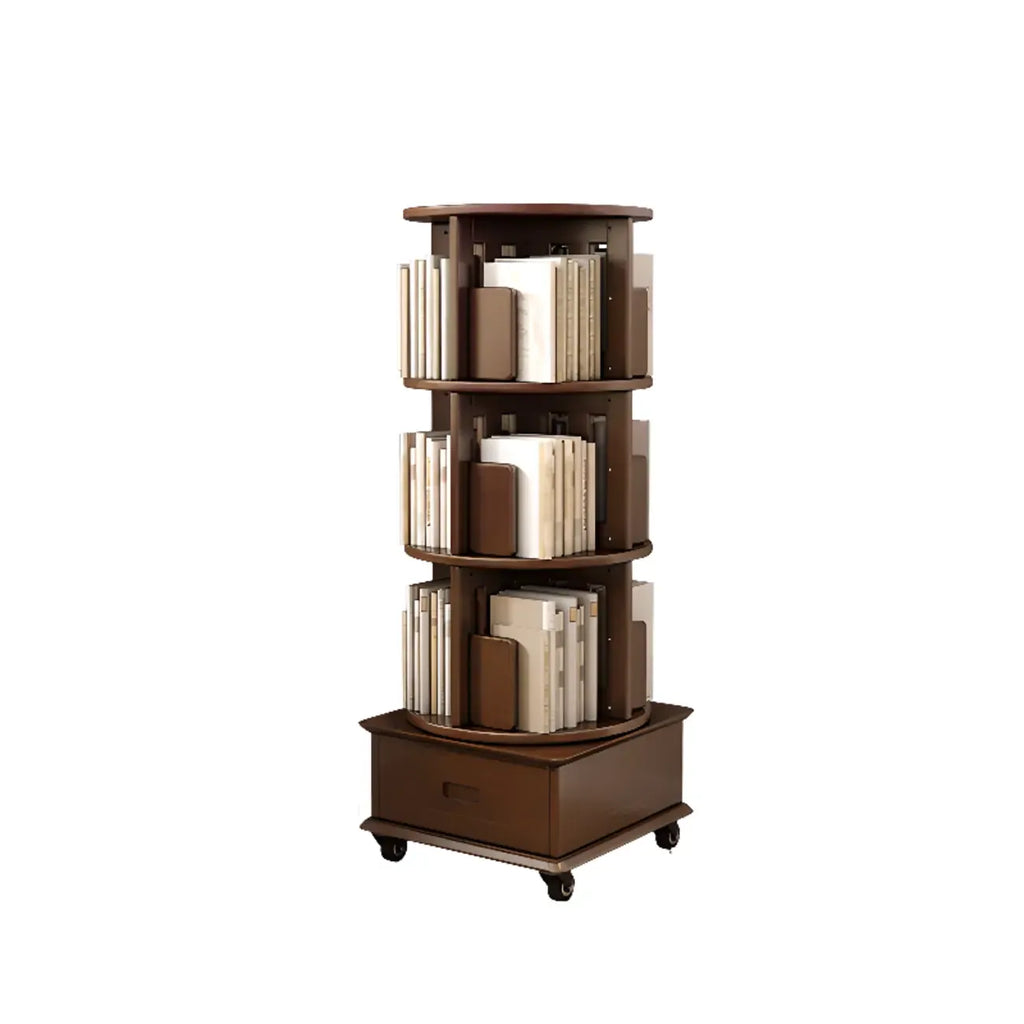 Bibliothèque verticale pivotante moyenne en bois brun noyer