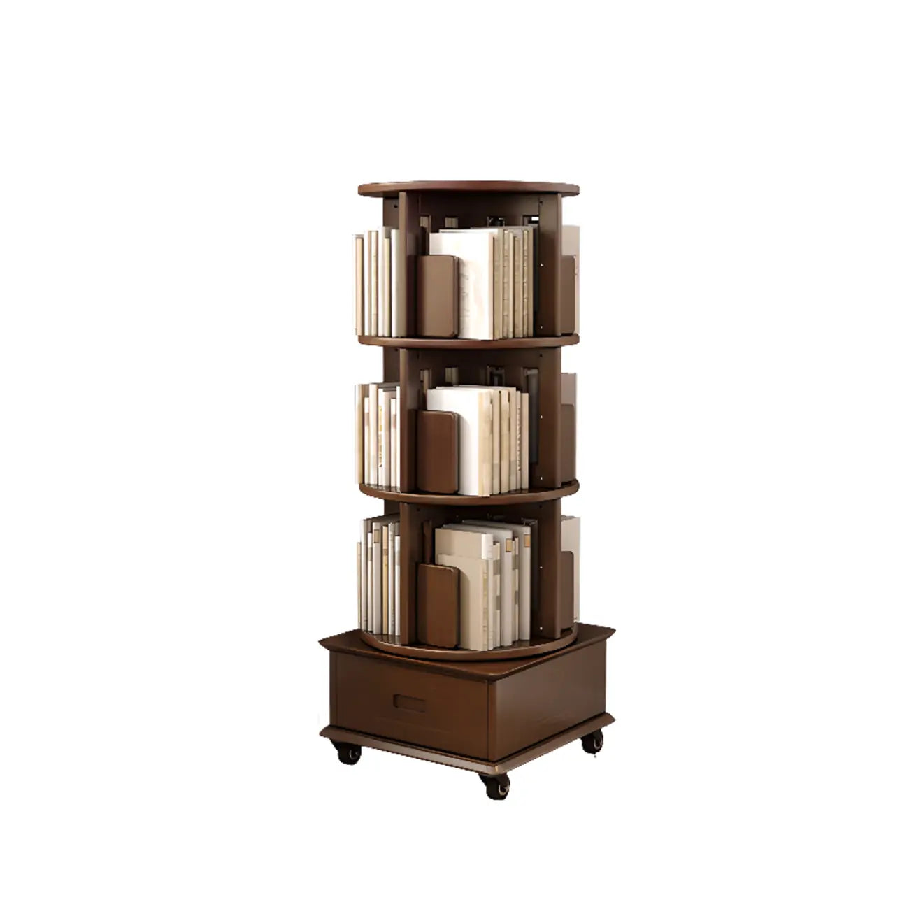 Bibliothèque verticale pivotante moyenne en bois brun noyer
