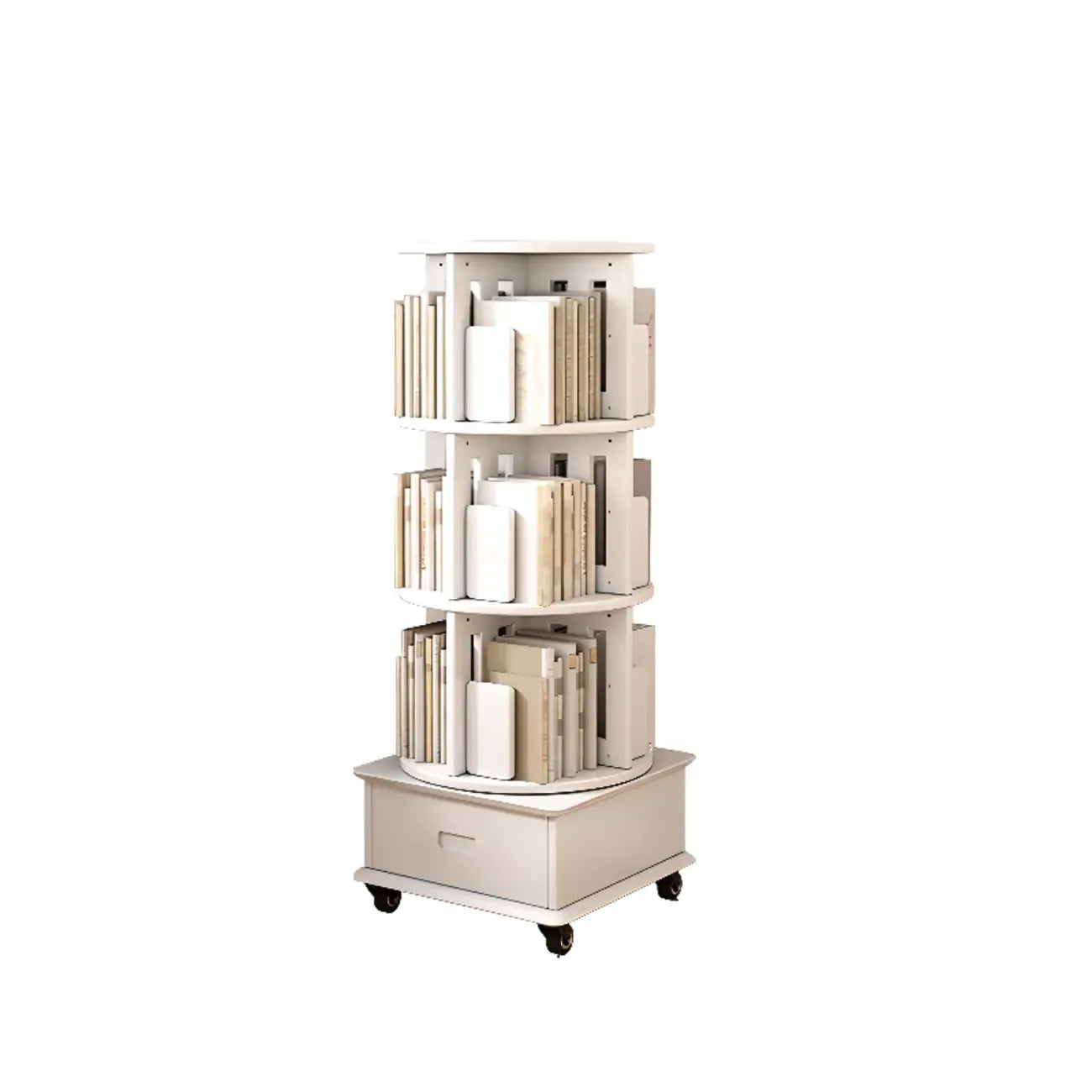 Bibliothèque verticale pivotante moyenne en bois brun noyer
