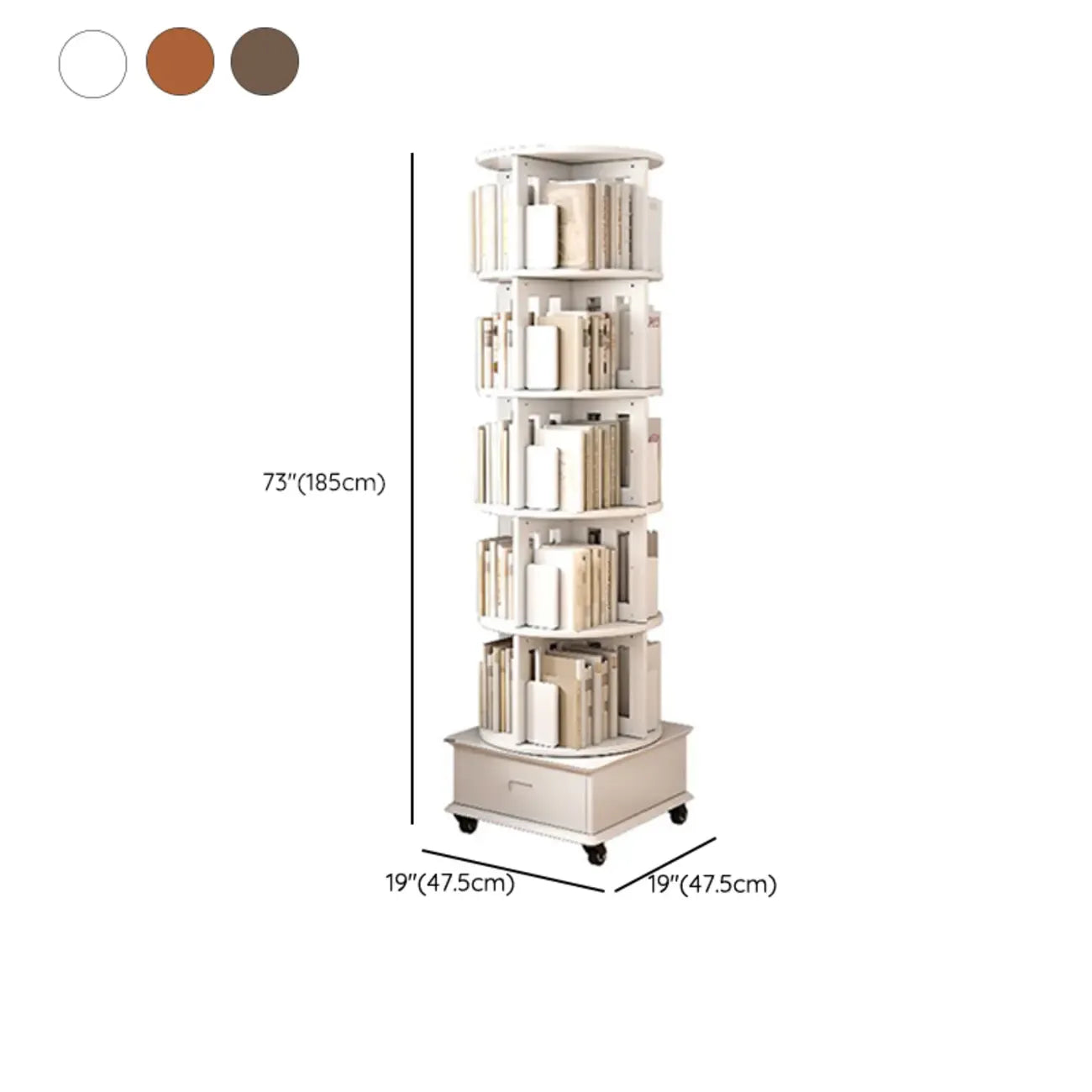 Bibliothèque verticale pivotante moyenne en bois brun noyer