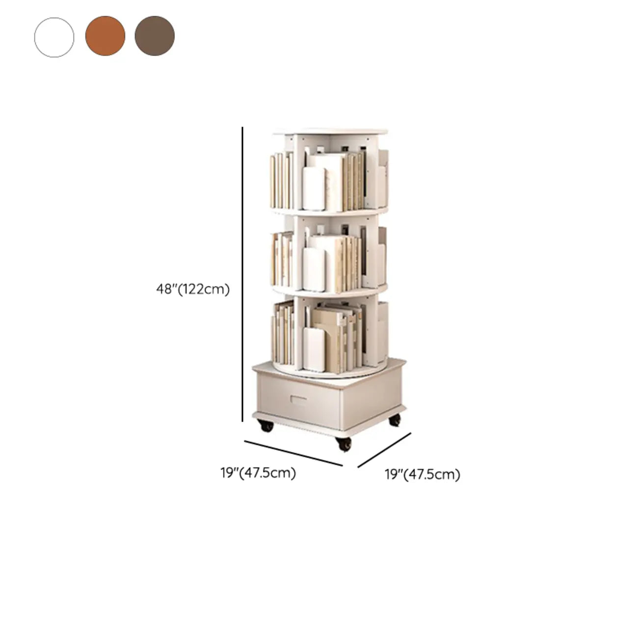 Bibliothèque verticale pivotante moyenne en bois brun noyer