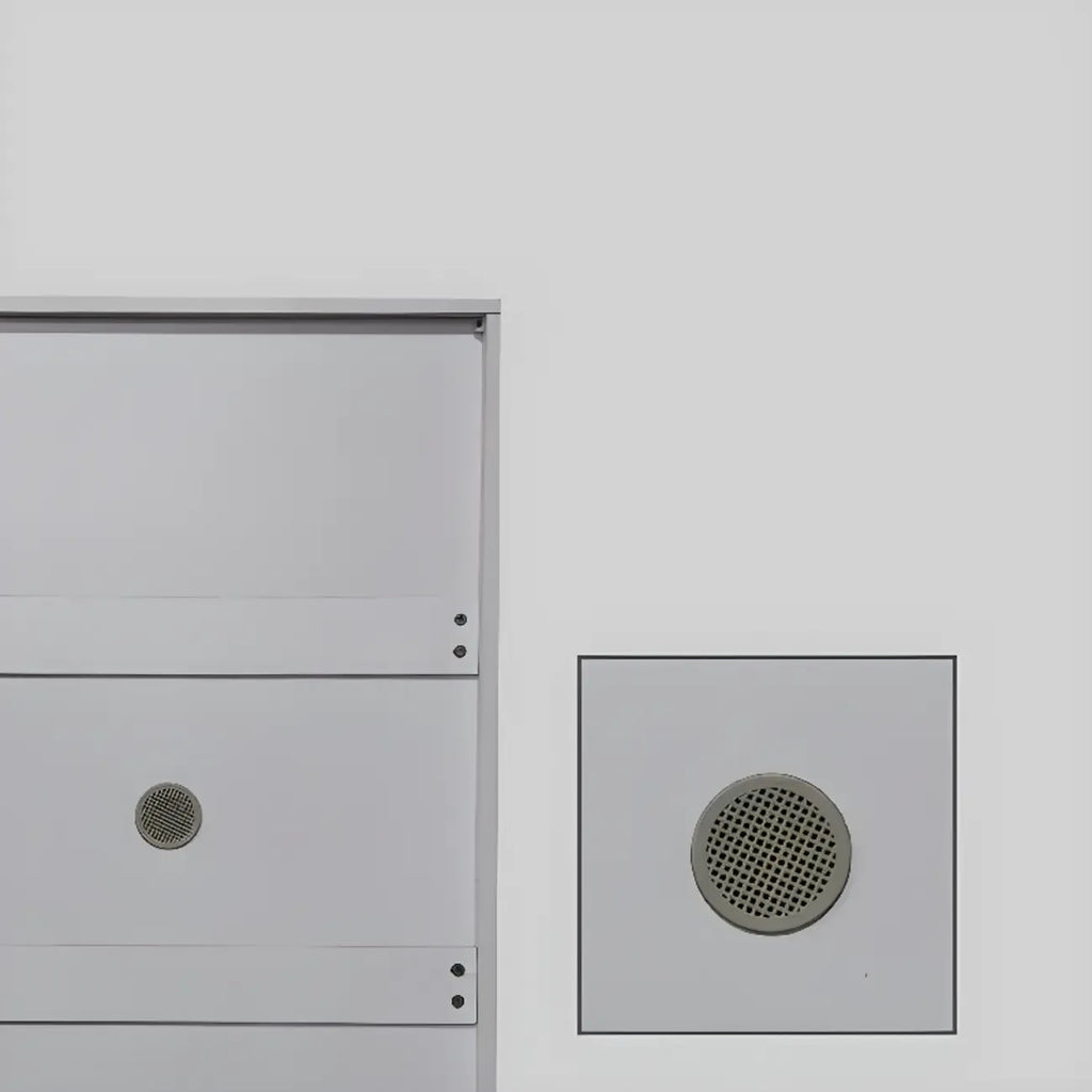 Armoire à chaussures haute en bois blanc avec façade rabattable pour couloir