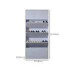 Armoire à chaussures haute en bois blanc avec façade rabattable pour couloir
