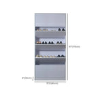 Armoire à chaussures haute en bois blanc avec façade rabattable pour couloir