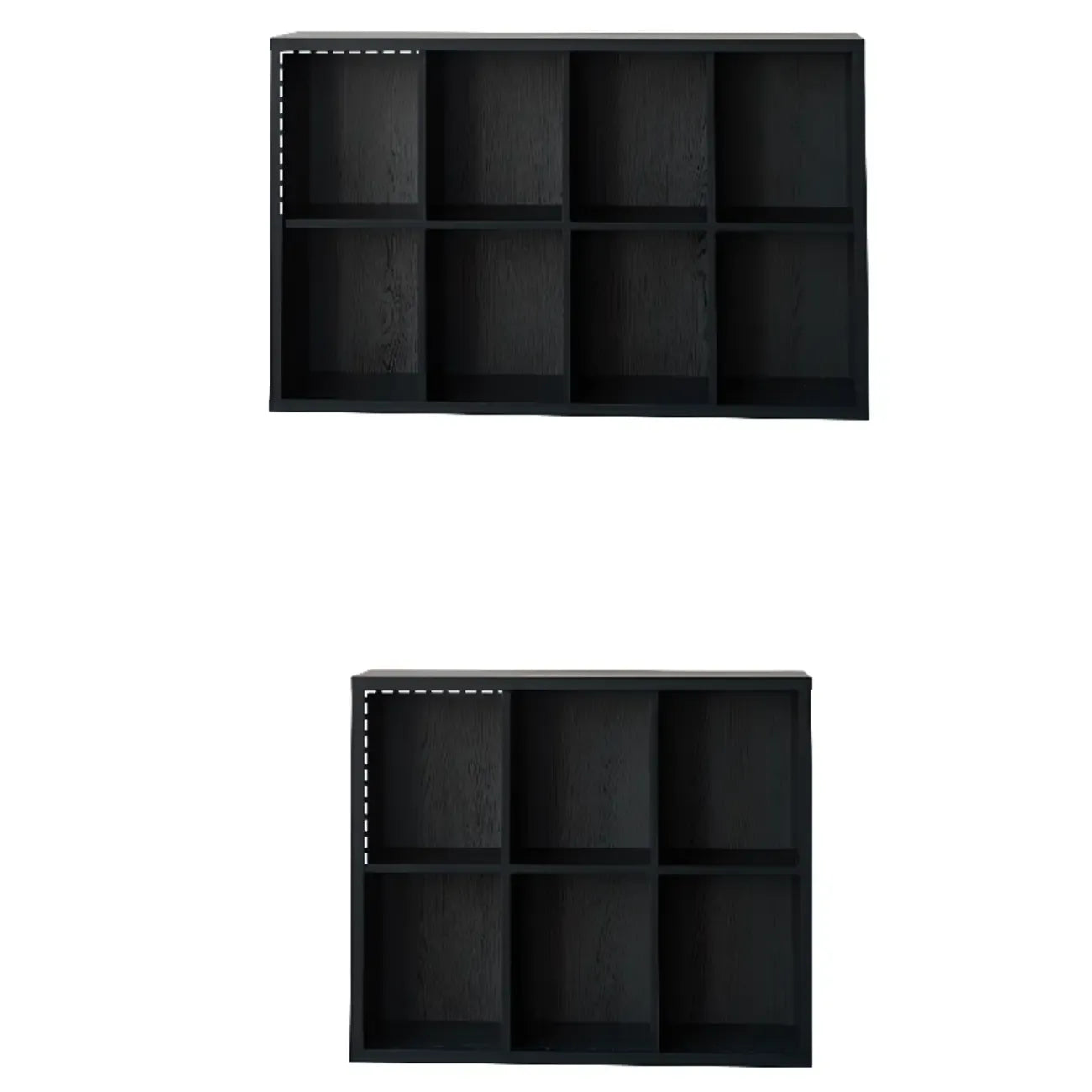 Étagères horizontales noires, cube de rangement fermé