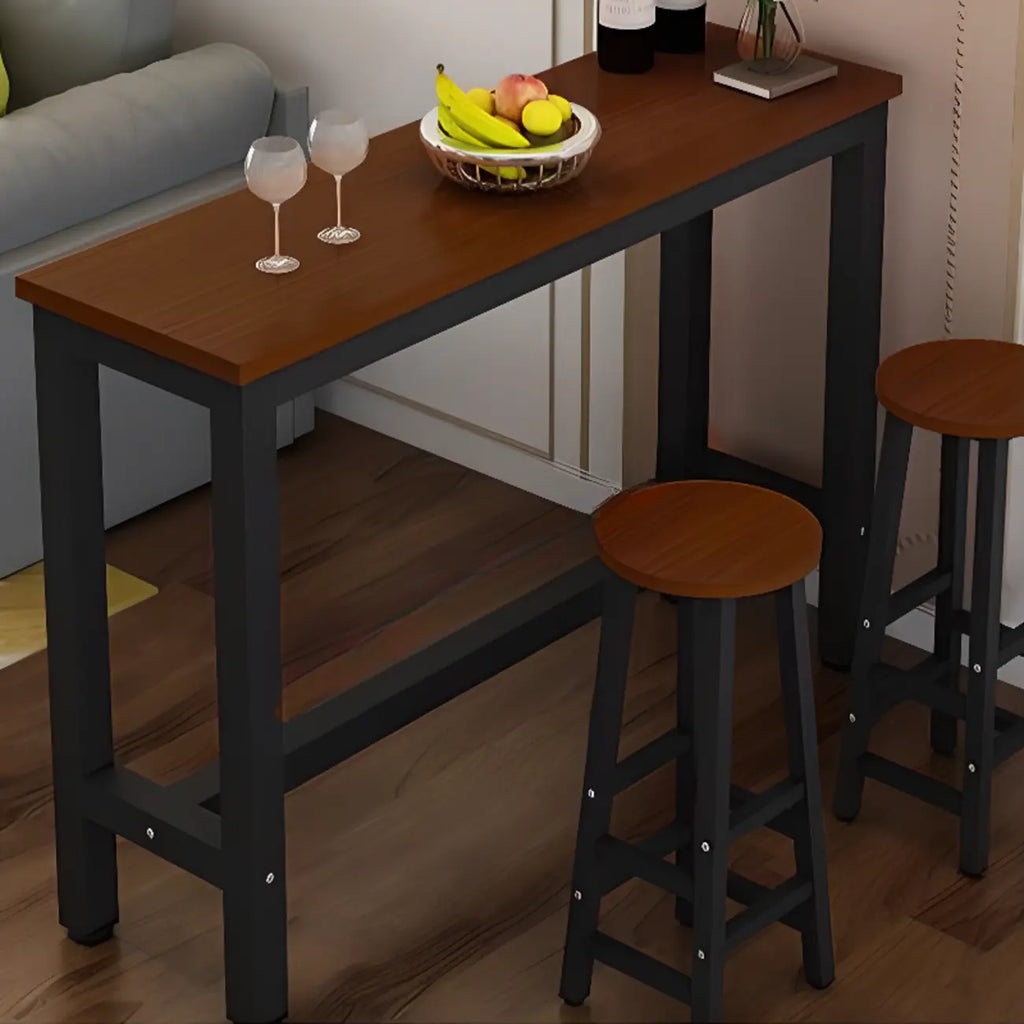 Tables de bar modernes à plateau fixe en bois brun
