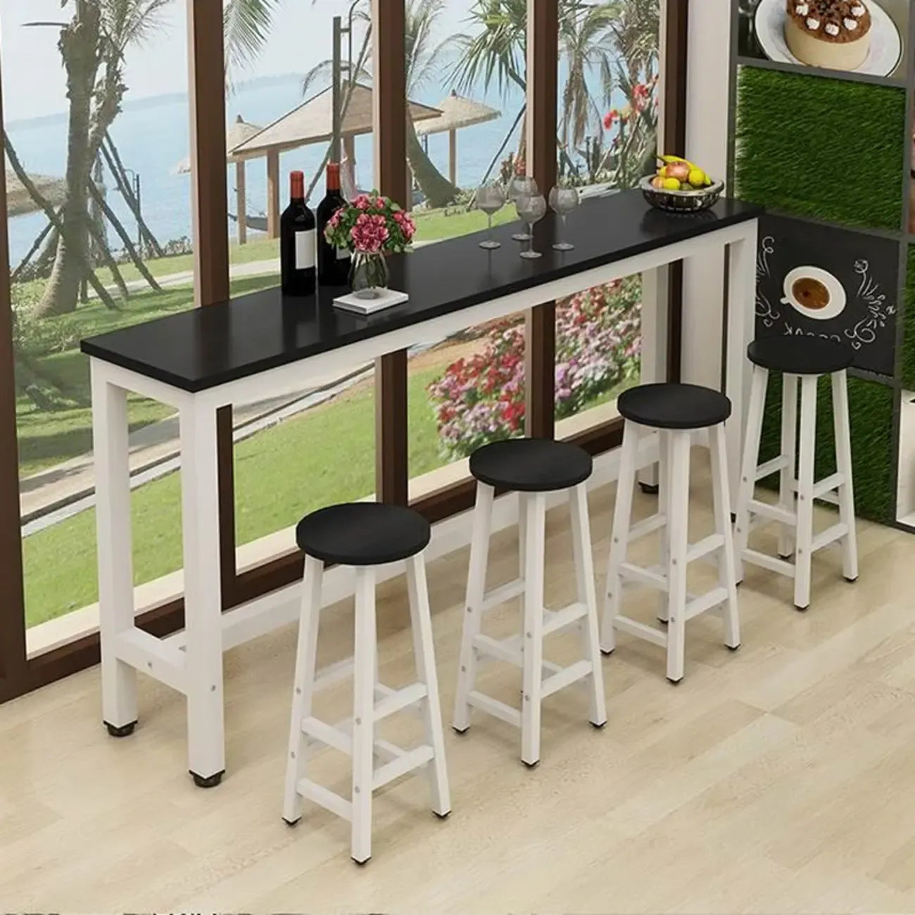 Tables de bar modernes à plateau fixe en bois brun