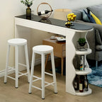 Tables de bar en bois avec rangement en verre trempé couleur charbon de forme irrégulière