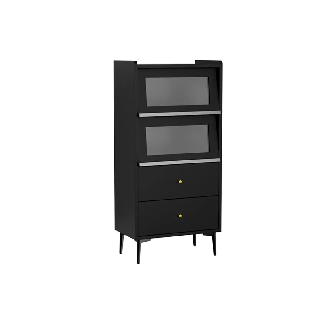 Vitrine moderne en bois noir avec verre inversé