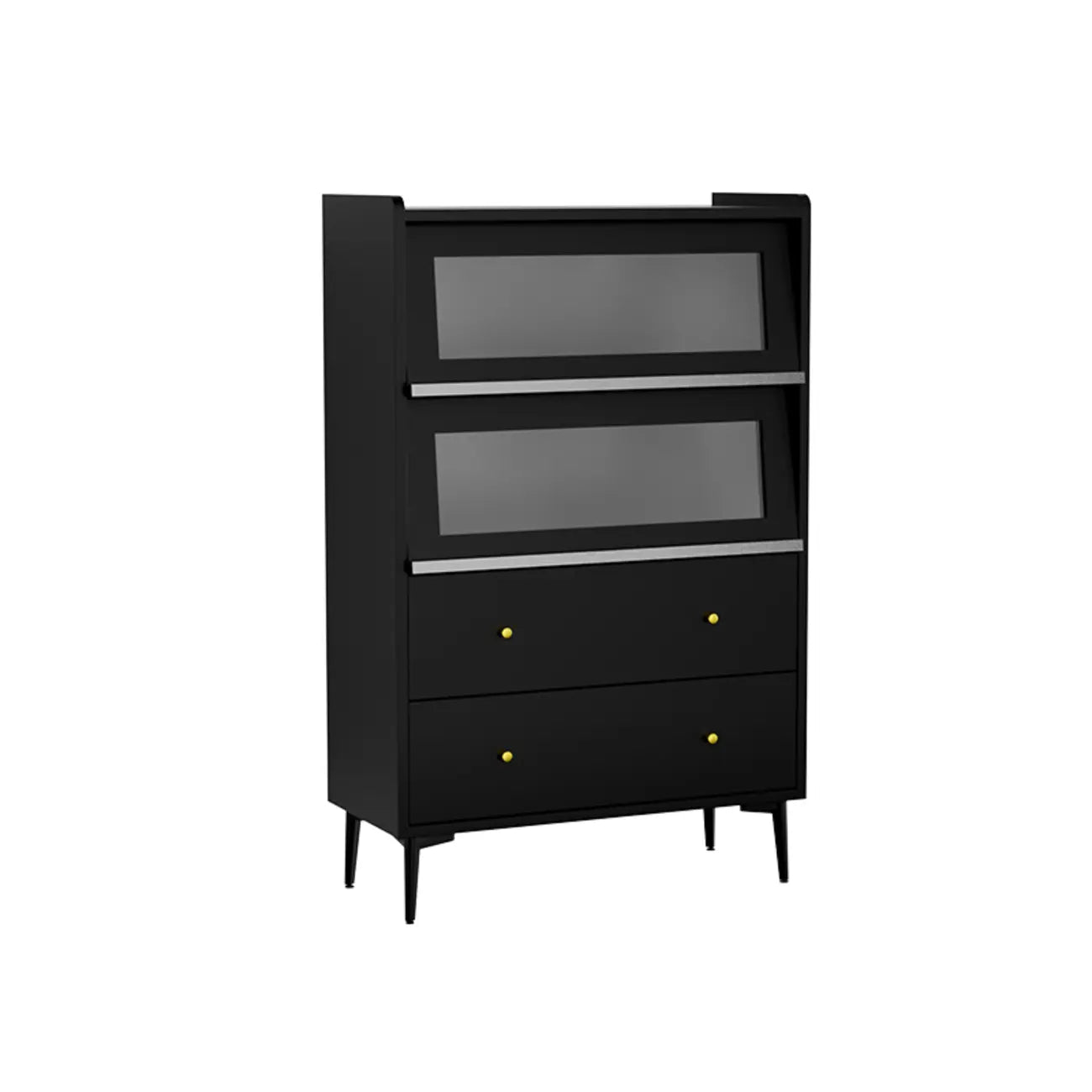 Vitrine moderne en bois noir avec verre inversé