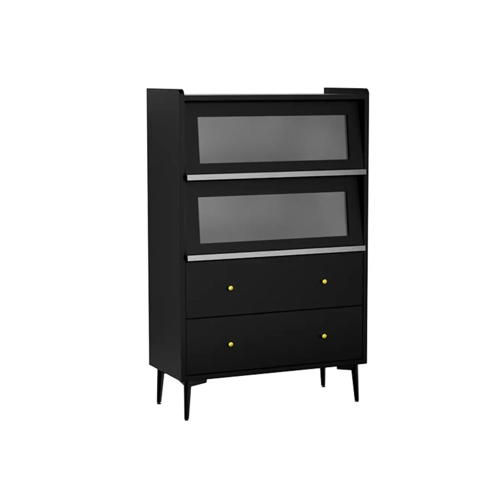 Vitrine moderne en bois noir avec verre inversé